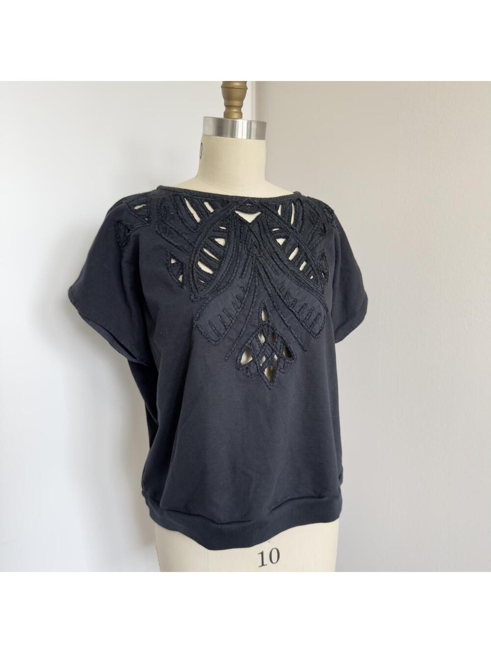 DAY Birger et Mikkelsen Black Cutwork Embroidered Sweatshirt Top - Size L
